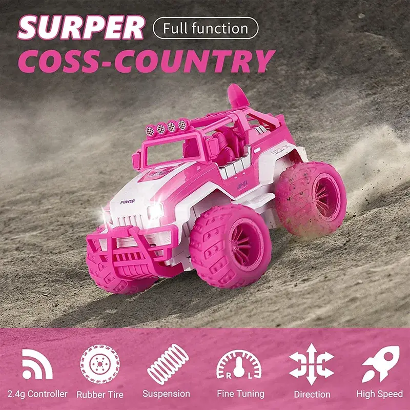 Girl Pink RC Car 4WD 2.4G Remote Control Cars 1/12 Large Off-road High Speed RC Vehicle Electric Toys for Boys Girls Kid Gifts