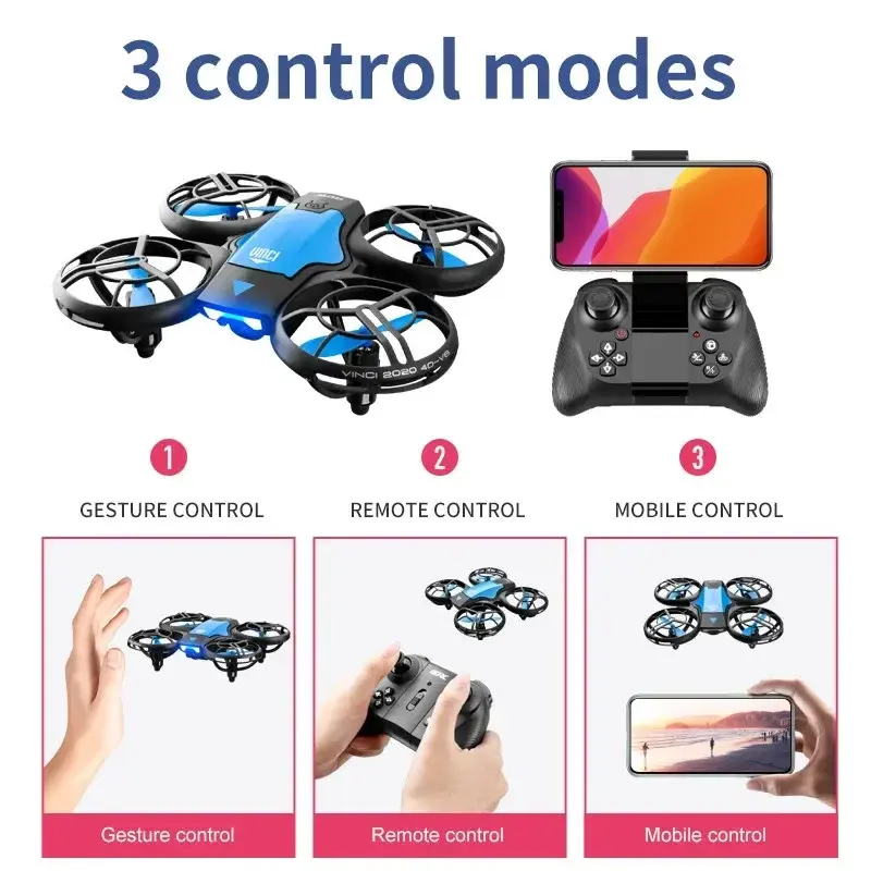 RC Drone 4K Camera Remote Control  Aircraft WiFi FPV Air Pressure Altitude Hold LED Light Electronic Quadcopter Min Plane Toy