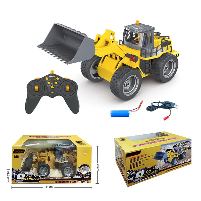 Remote Control Metal Bulldozer 6CH 1/18 2.4GHz RC Excavator Truck RTR Front Loader Engineering Toy RC Rar Construction Tractor
