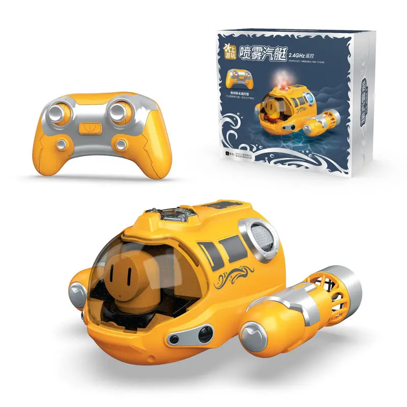 RC Boat Waterproof Speedboat Remote Control Yacht LED Spray Fog Motorboat Swimming Pool Electronic RC Ship Bath Toy USB Charge