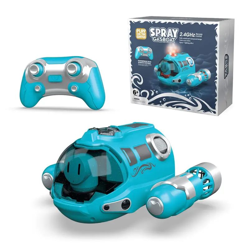 RC Boat Waterproof Speedboat Remote Control Yacht LED Spray Fog Motorboat Swimming Pool Electronic RC Ship Bath Toy USB Charge