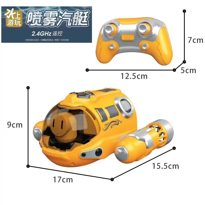 RC Boat Waterproof Speedboat Remote Control Yacht LED Spray Fog Motorboat Swimming Pool Electronic RC Ship Bath Toy USB Charge