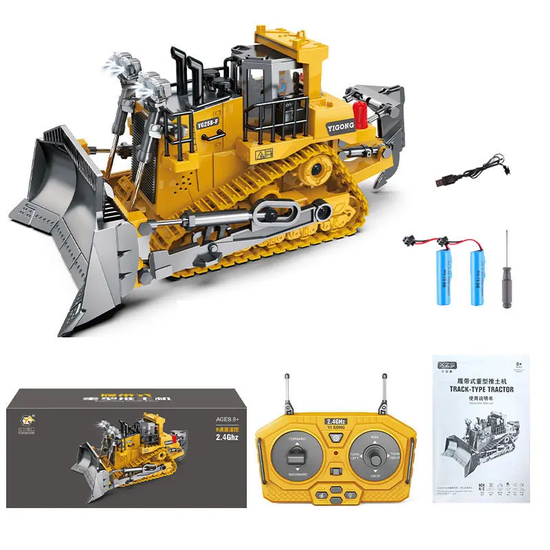 Alloy RC Excavator 11CH Remote Control Bulldozer Electronic Engineering Car RC Truck With Light Sound Chargeable Dumper Kid Gift