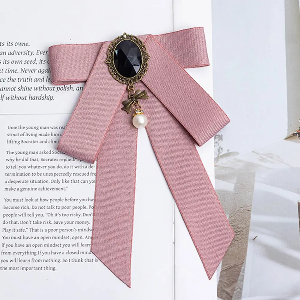 Women Collar Tie Pre-tie Bow Tie Elegant Rhinestone Bow Tie for Women Adjustable Pre-tie Collar Handmade Ribbon Shirt Accessory