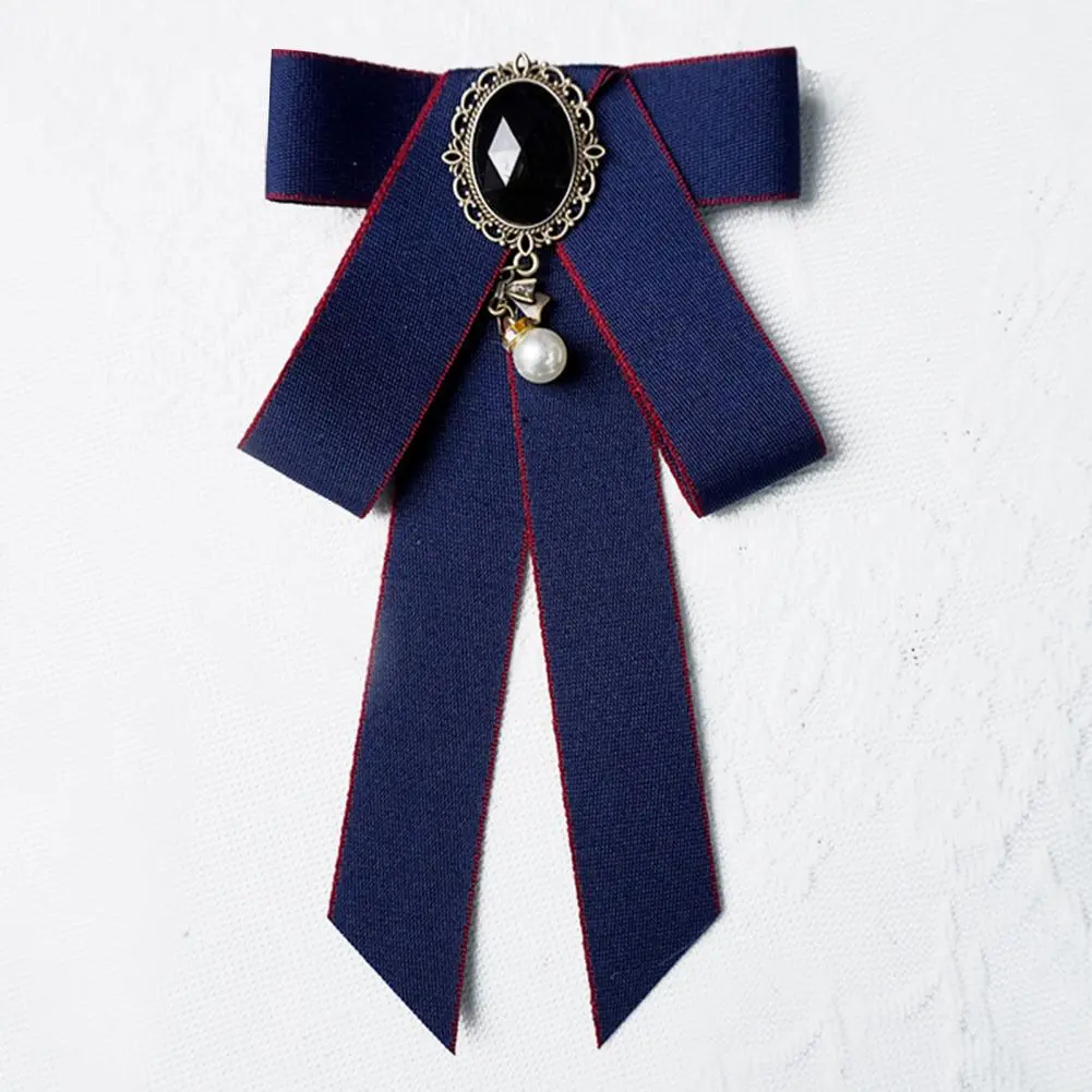 Women Collar Tie Pre-tie Bow Tie Elegant Rhinestone Bow Tie for Women Adjustable Pre-tie Collar Handmade Ribbon Shirt Accessory