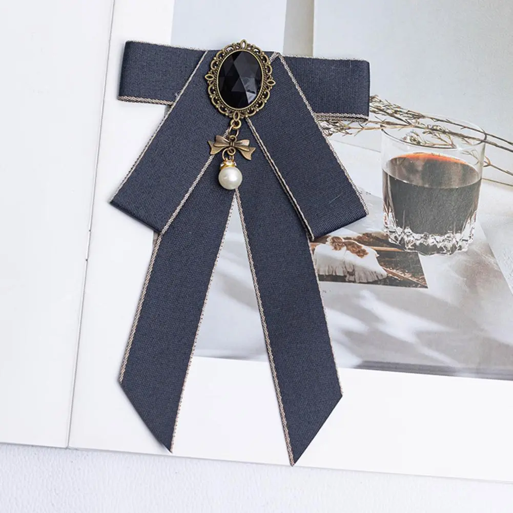Women Collar Tie Pre-tie Bow Tie Elegant Rhinestone Bow Tie for Women Adjustable Pre-tie Collar Handmade Ribbon Shirt Accessory