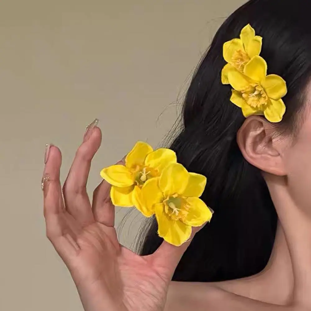 Flower Hair Clip Dual Flower Decor Hairpin Stylish Women's Hair Clips with Large Dual Flower Decor Side Hair for No for Elegant