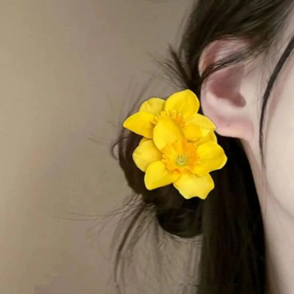 Flower Hair Clip Dual Flower Decor Hairpin Stylish Women's Hair Clips with Large Dual Flower Decor Side Hair for No for Elegant