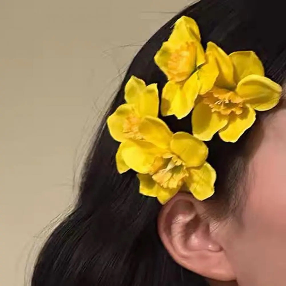 Flower Hair Clip Dual Flower Decor Hairpin Stylish Women's Hair Clips with Large Dual Flower Decor Side Hair for No for Elegant