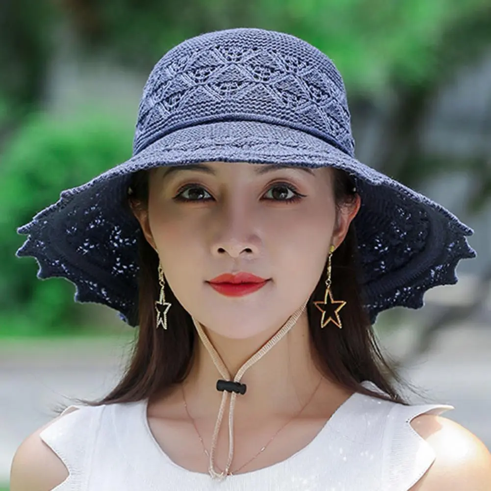 Women Acrylic Blend Straw Hat Lightweight Acrylic Blend Headpiece Stylish Women's Wide Brim Straw Hat for Summer Beach Vacation