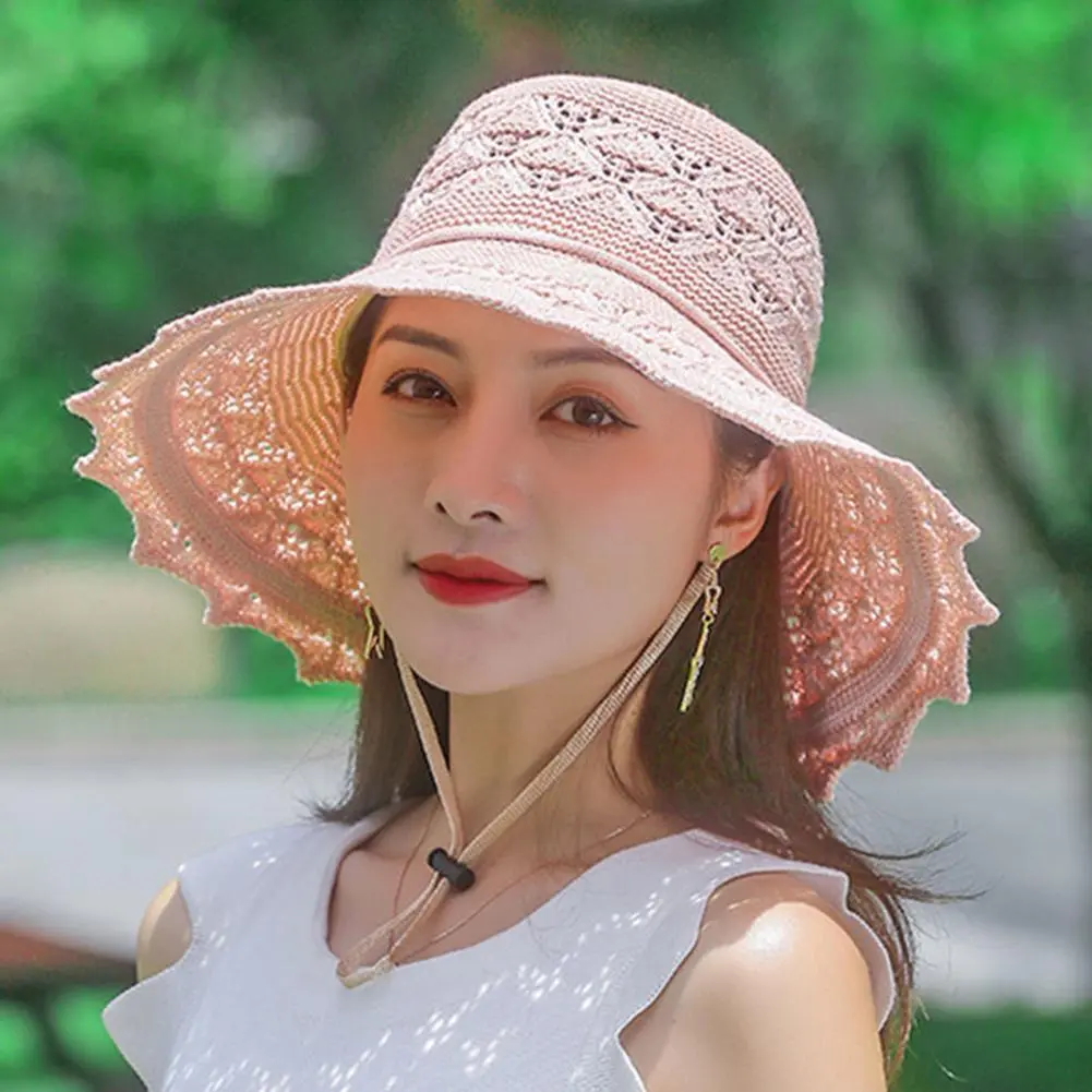 Women Acrylic Blend Straw Hat Lightweight Acrylic Blend Headpiece Stylish Women's Wide Brim Straw Hat for Summer Beach Vacation