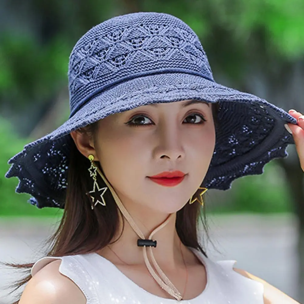 Women Acrylic Blend Straw Hat Lightweight Acrylic Blend Headpiece Stylish Women's Wide Brim Straw Hat for Summer Beach Vacation