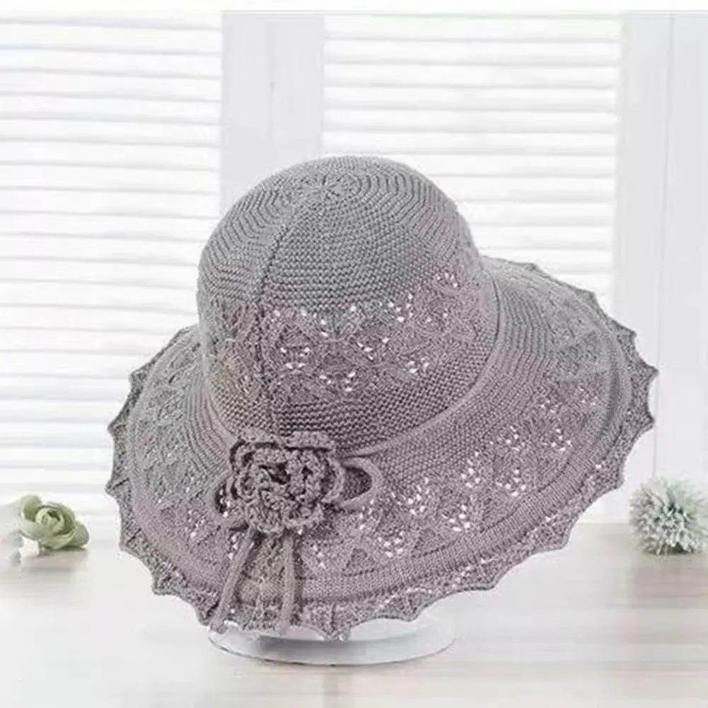 Women Acrylic Blend Straw Hat Lightweight Acrylic Blend Headpiece Stylish Women's Wide Brim Straw Hat for Summer Beach Vacation