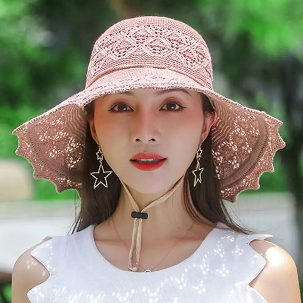Women Acrylic Blend Straw Hat Lightweight Acrylic Blend Headpiece Stylish Women's Wide Brim Straw Hat for Summer Beach Vacation