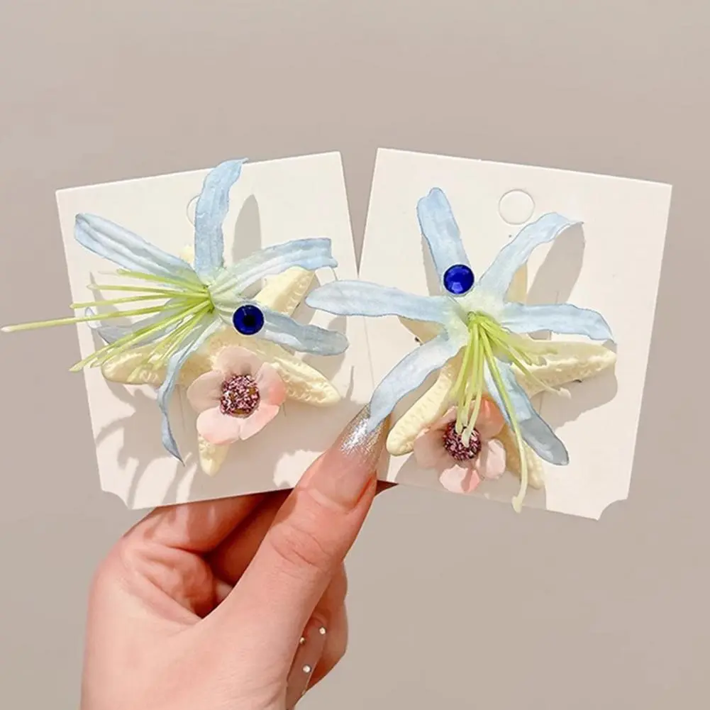 Blue Hair Pin Blue Hair Clip Blue Flowers Starfish Hair Clip Beach-themed Barrette for Daily Wear Tropical Accessory