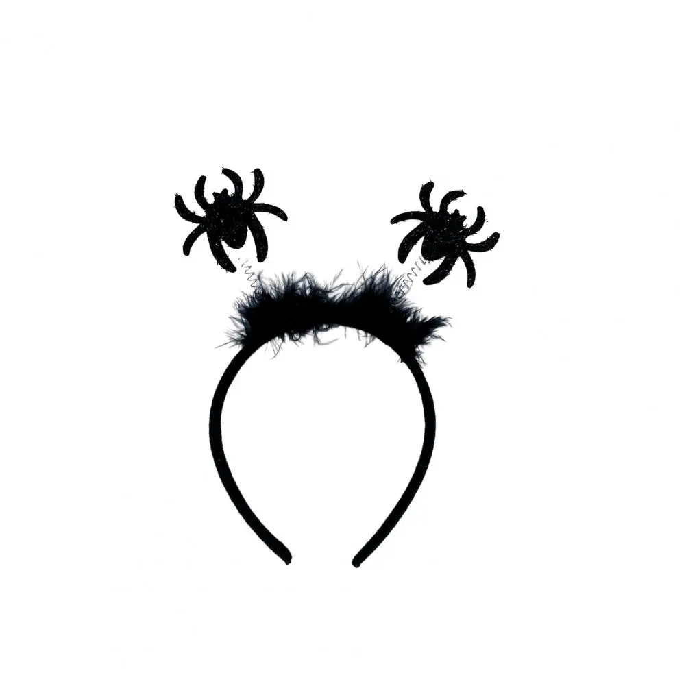 Unisex Headband Adult Headband Black Dark Style Halloween Headband with Bat Witch Hat Horn Spider Decor Unisex Party Photo Prop