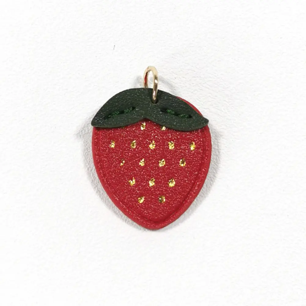 Smooth Surface Bag Accessory Fruit Flower Bag Pendant Keychain with Leaf Shape Charm for Backpacks Phones Imitation Leather
