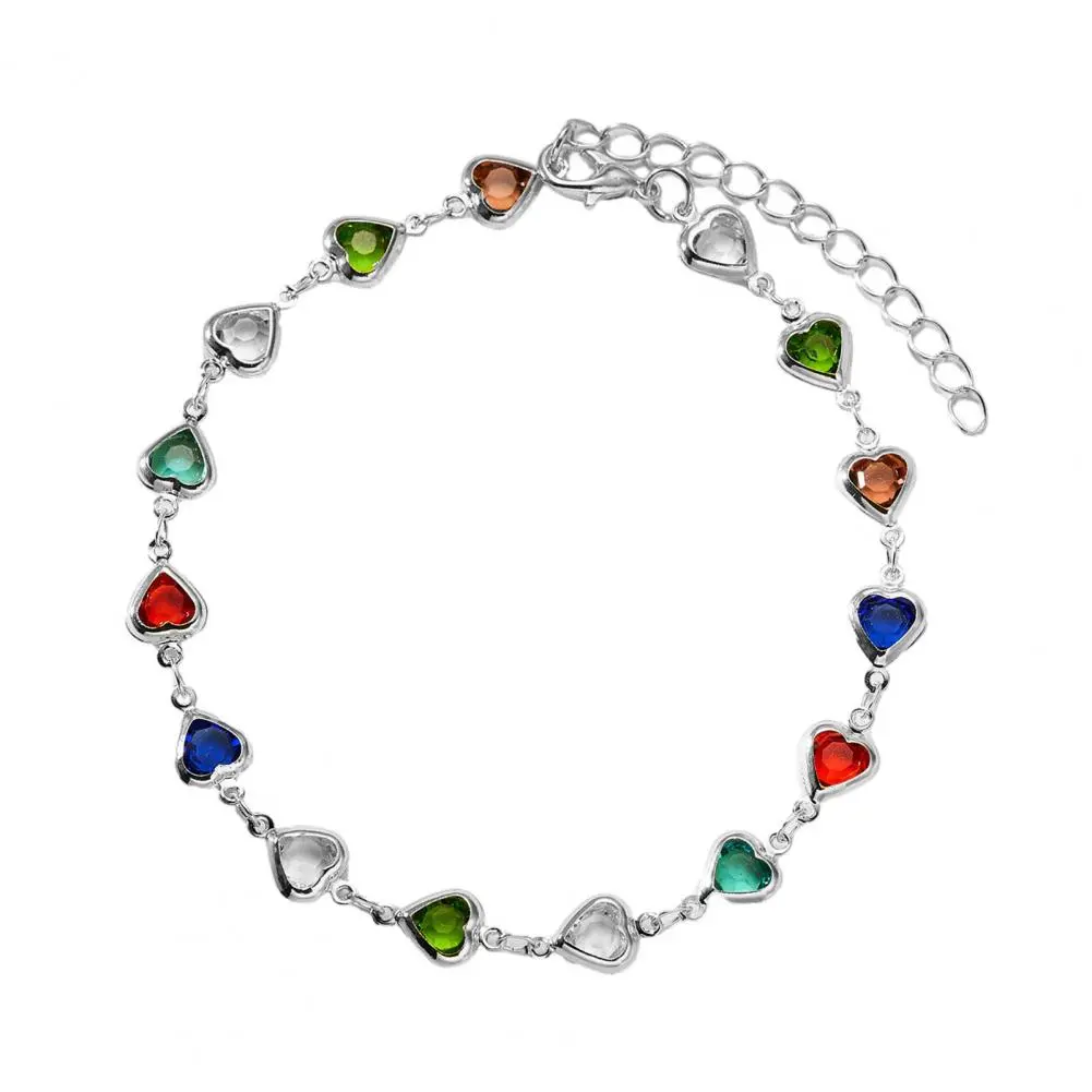 Chic Wrist Adornment Heart Beaded Bracelet Elegant Heart Beaded Metal Chain Bracelets for Women Bridal Wedding Party for Girls