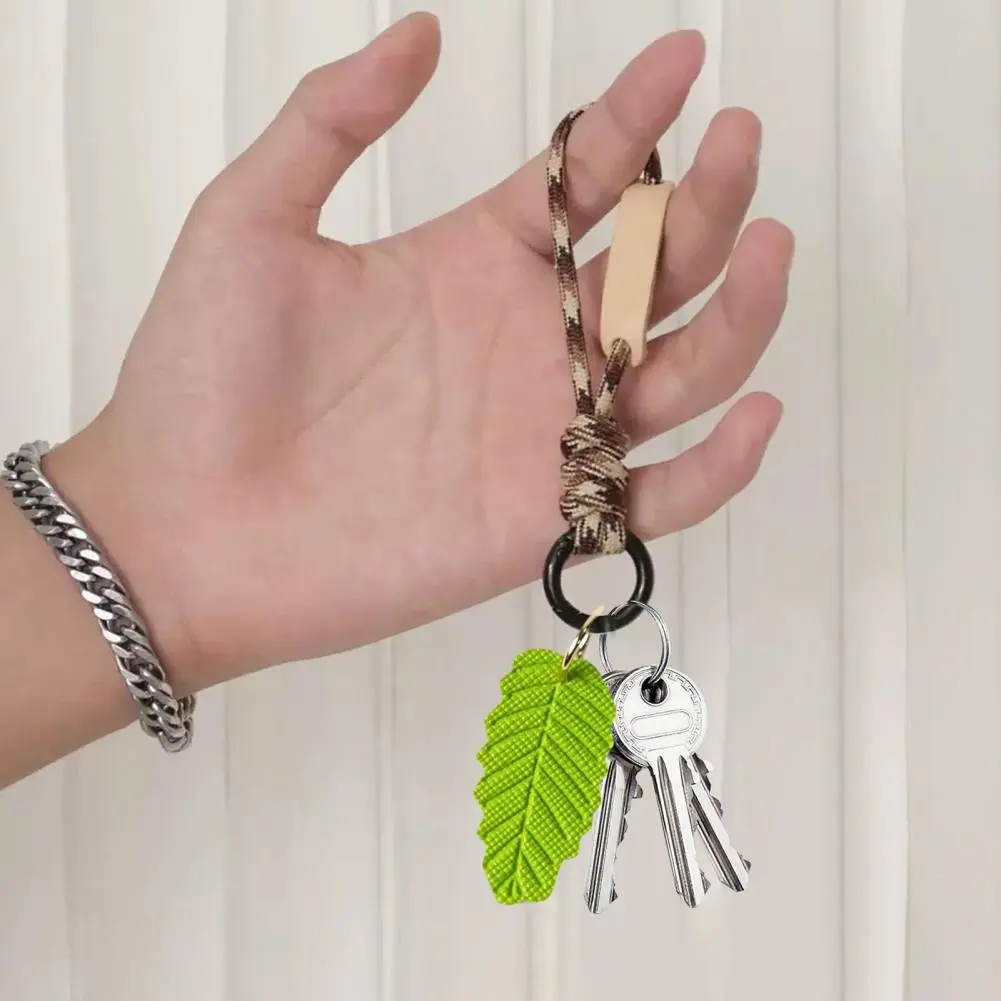 Smooth Surface Bag Accessory Fruit Flower Bag Pendant Keychain with Leaf Shape Charm for Backpacks Phones Imitation Leather