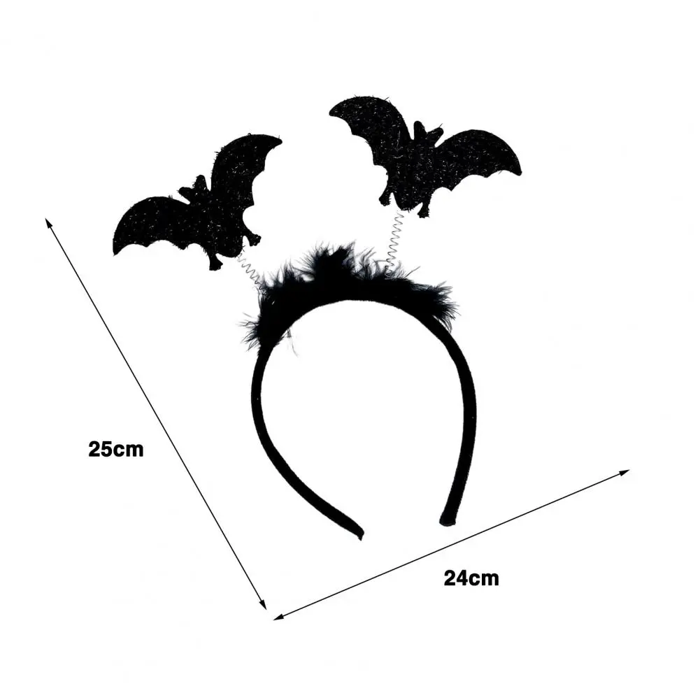Unisex Headband Adult Headband Black Dark Style Halloween Headband with Bat Witch Hat Horn Spider Decor Unisex Party Photo Prop