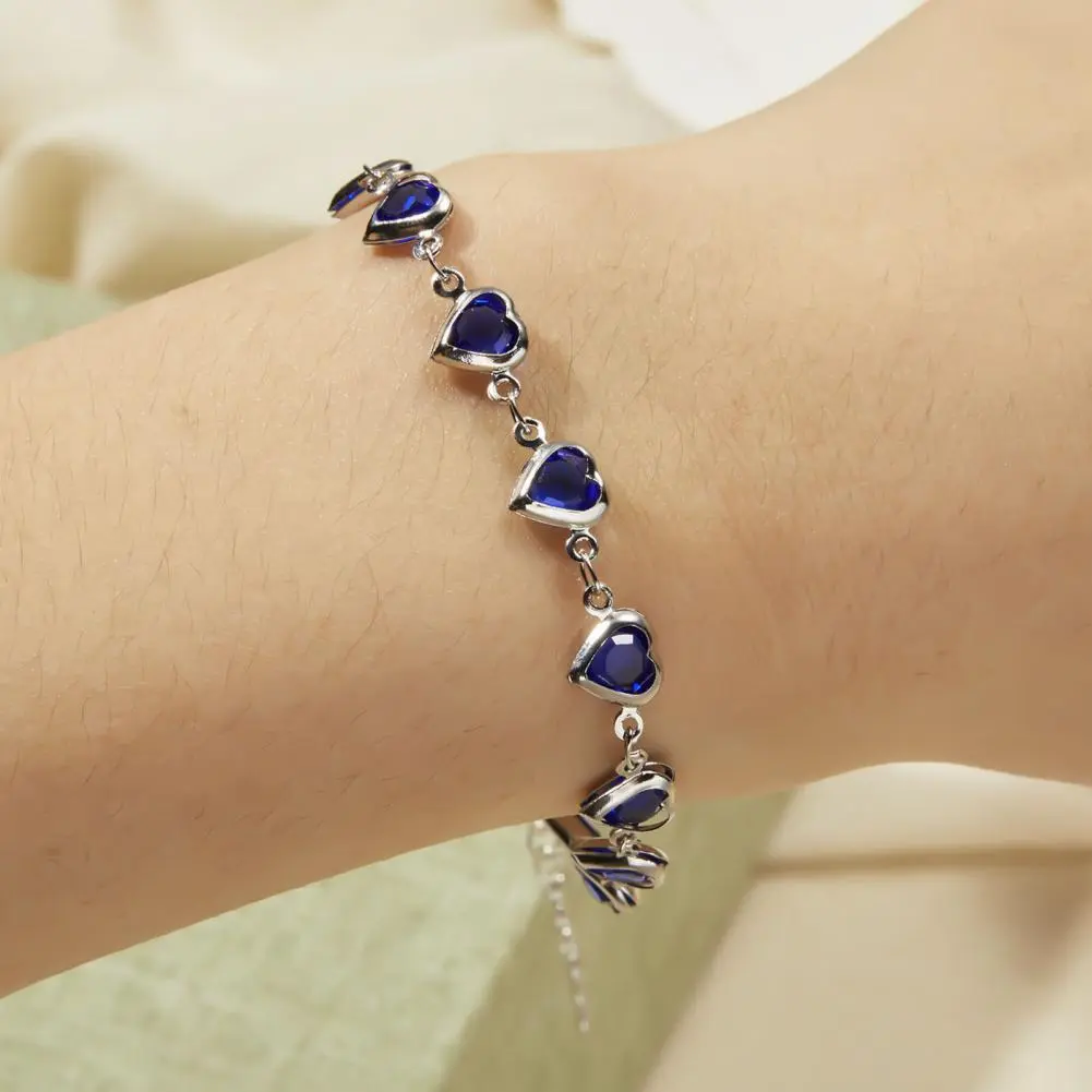 Chic Wrist Adornment Heart Beaded Bracelet Elegant Heart Beaded Metal Chain Bracelets for Women Bridal Wedding Party for Girls