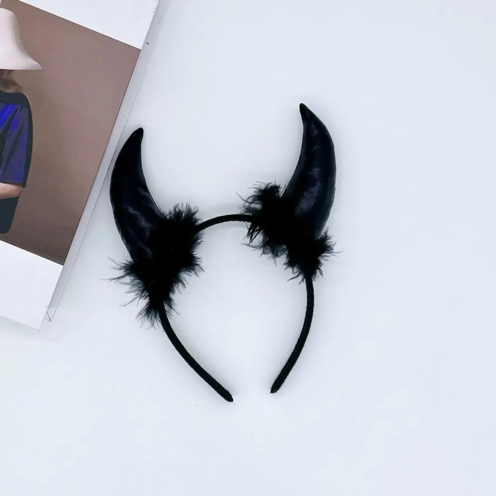 Unisex Headband Adult Headband Black Dark Style Halloween Headband with Bat Witch Hat Horn Spider Decor Unisex Party Photo Prop