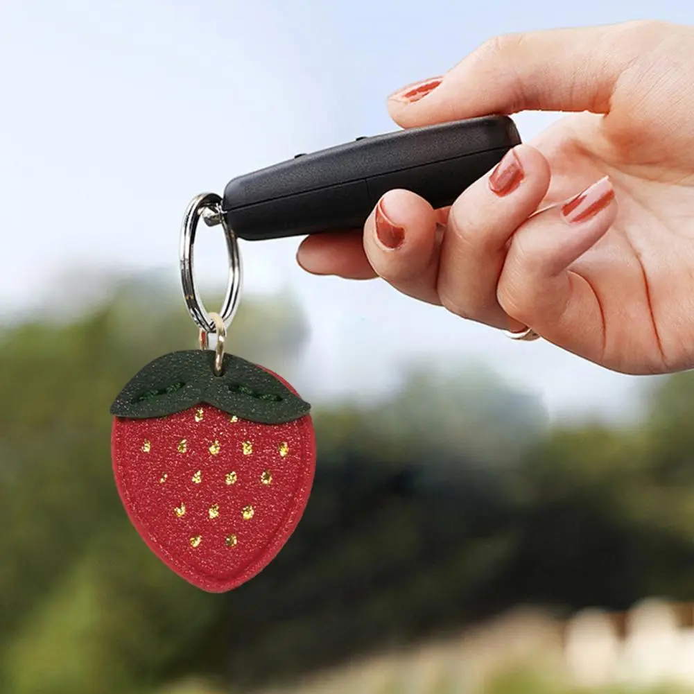 Smooth Surface Bag Accessory Fruit Flower Bag Pendant Keychain with Leaf Shape Charm for Backpacks Phones Imitation Leather