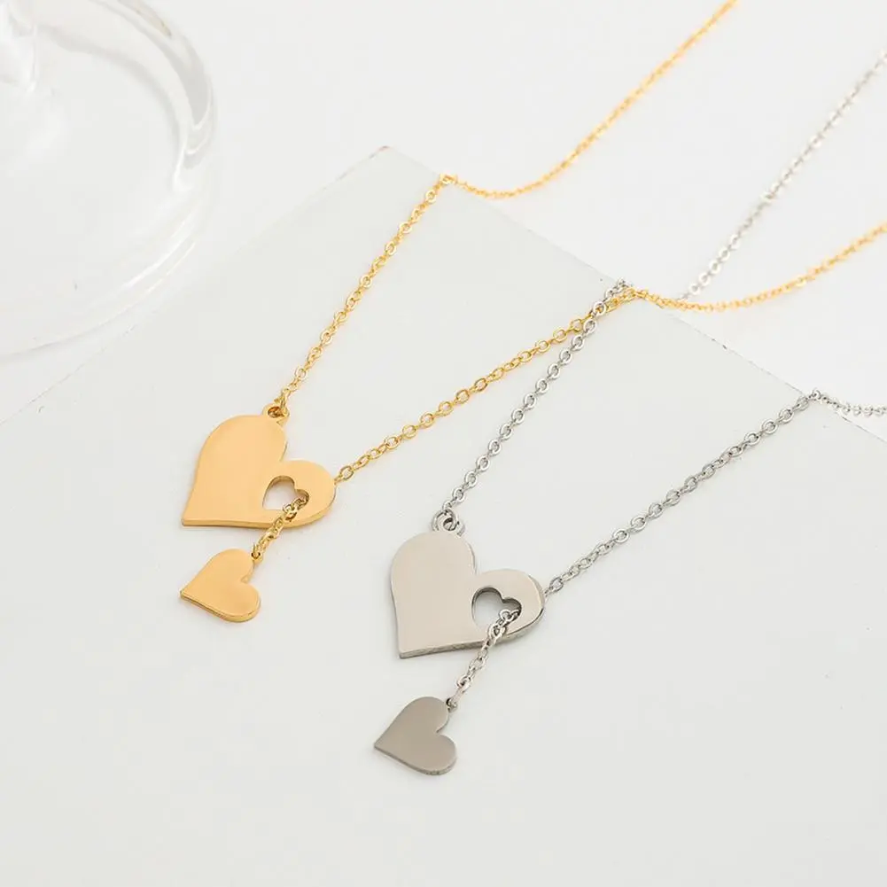 Heart-shaped Necklace Hollow Heart Pendant Necklace Romantic Heart Pendant Choker Necklace Set for Women Wedding for Girls