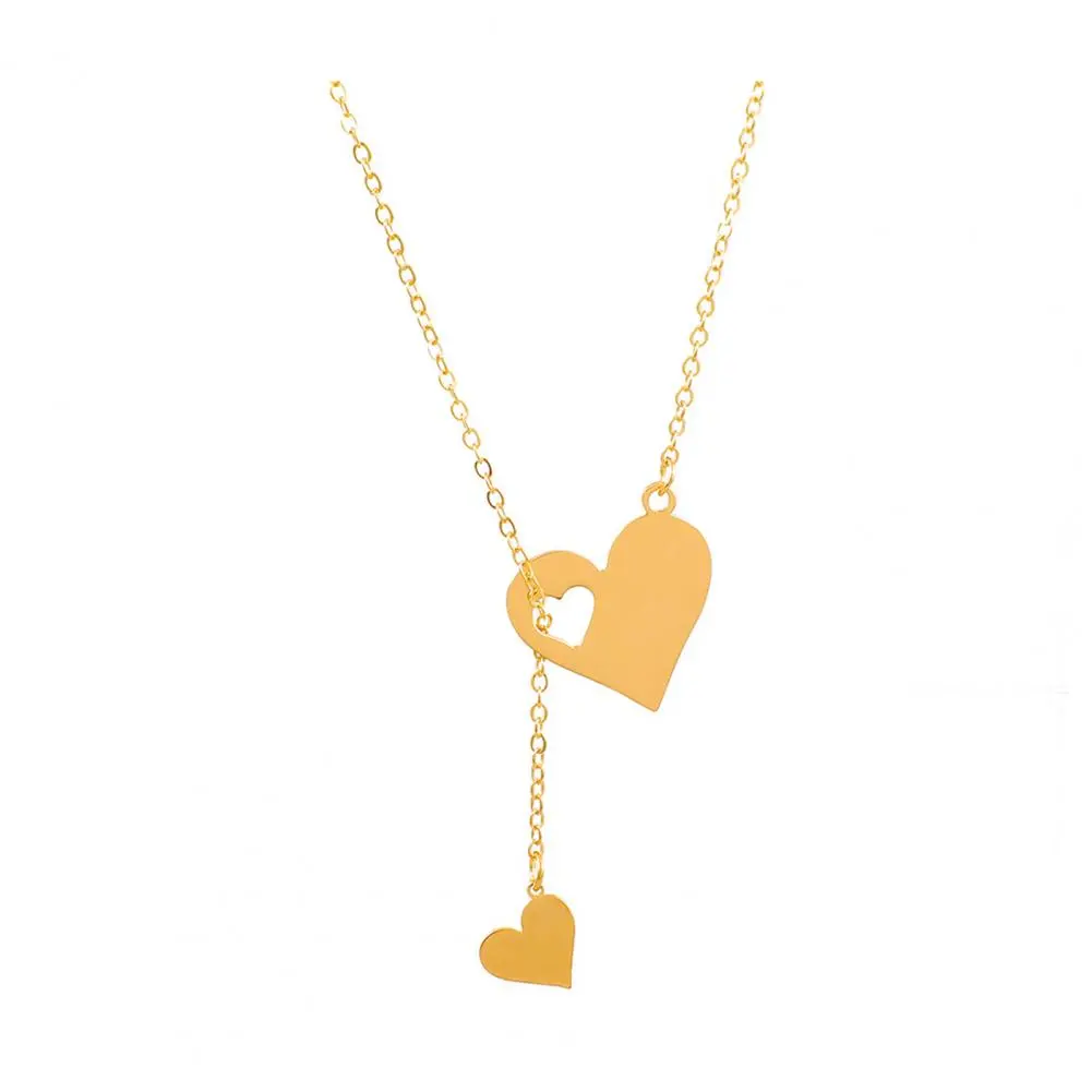 Heart-shaped Necklace Hollow Heart Pendant Necklace Romantic Heart Pendant Choker Necklace Set for Women Wedding for Girls