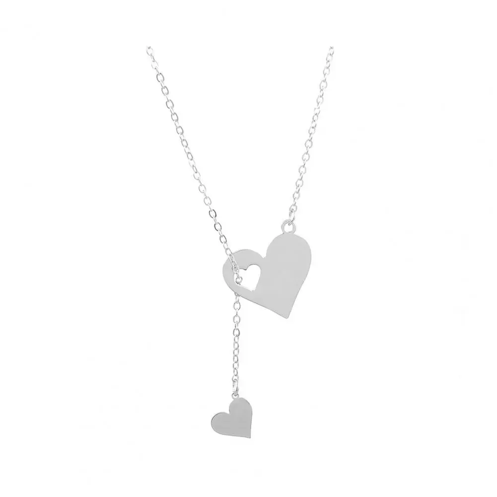 Heart-shaped Necklace Hollow Heart Pendant Necklace Romantic Heart Pendant Choker Necklace Set for Women Wedding for Girls
