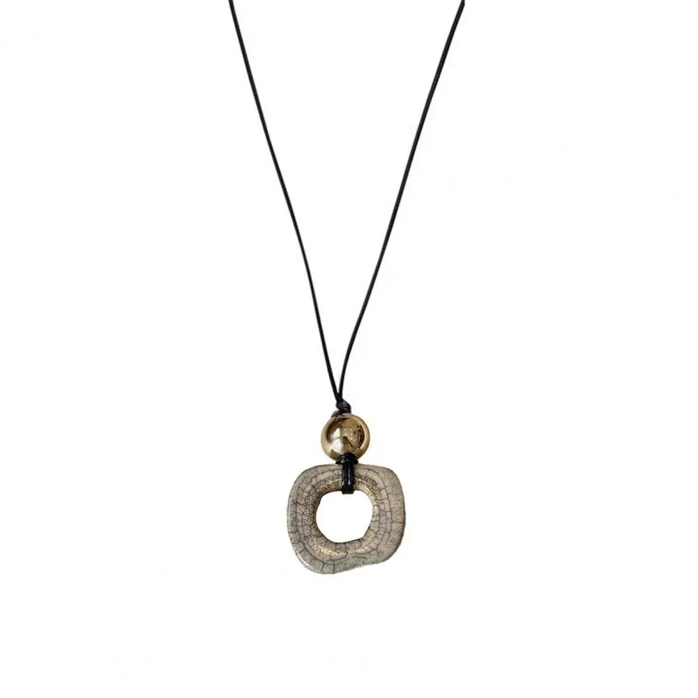 Lightweight Necklace Exquisite Design Jewelry Geometric Square Bead Pendant Necklace Long Style Sweater for Women for Everyday