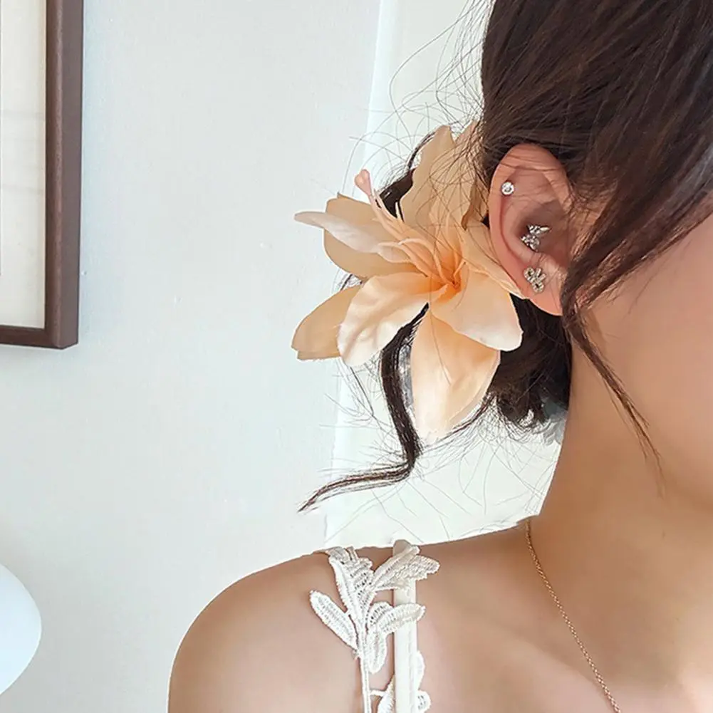 Colorful Fabric Flower Clip Elegant Imitation Flower Hair Clip for Women Side Bang Non-fading Hairpin Decorative Secure Hair