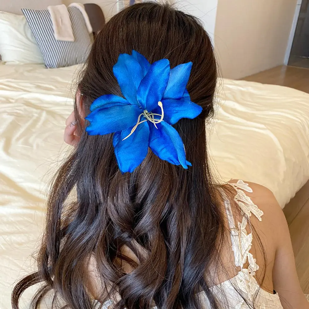 Colorful Fabric Flower Clip Elegant Imitation Flower Hair Clip for Women Side Bang Non-fading Hairpin Decorative Secure Hair