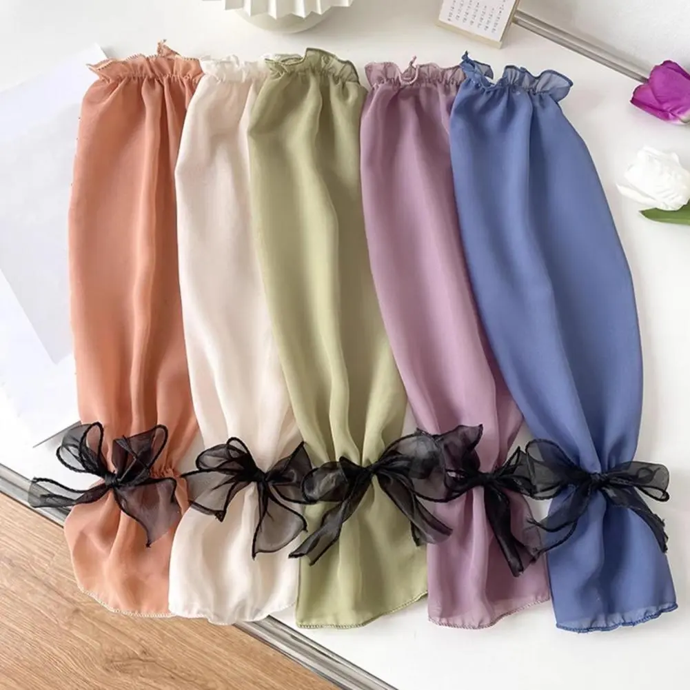 Sun-blocking Bow Stickers for Arm Protection Uv Protection Arm Sleeves for Women Fashionable Sheer Mesh Arm Sleeves for Uv