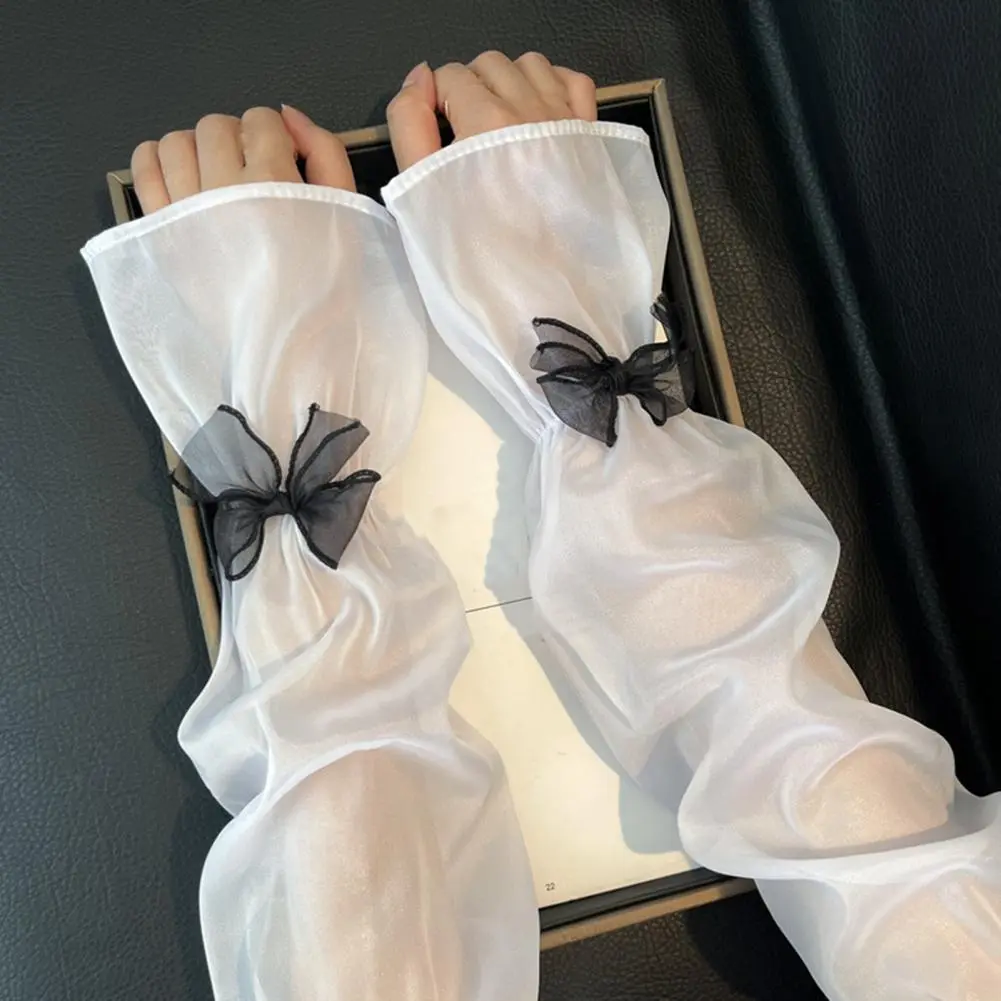 Sun-blocking Bow Stickers for Arm Protection Uv Protection Arm Sleeves for Women Fashionable Sheer Mesh Arm Sleeves for Uv
