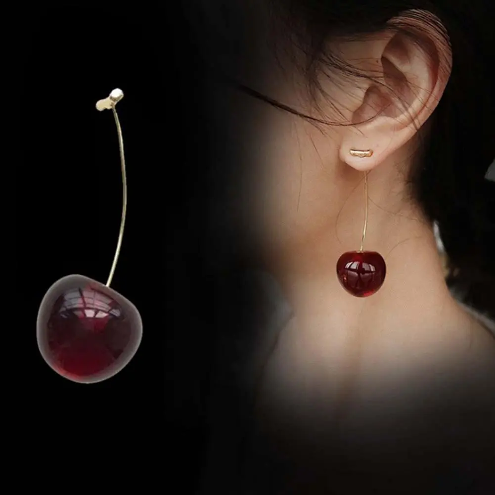 Dangling Earrings Sweet Cherry Shape Alloy Exquisite Jacket Ear Dangle Ear Rings Women Earrings for Dating
