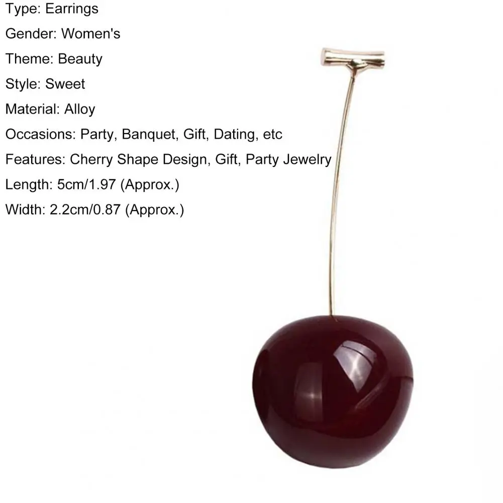 Dangling Earrings Sweet Cherry Shape Alloy Exquisite Jacket Ear Dangle Ear Rings Women Earrings for Dating