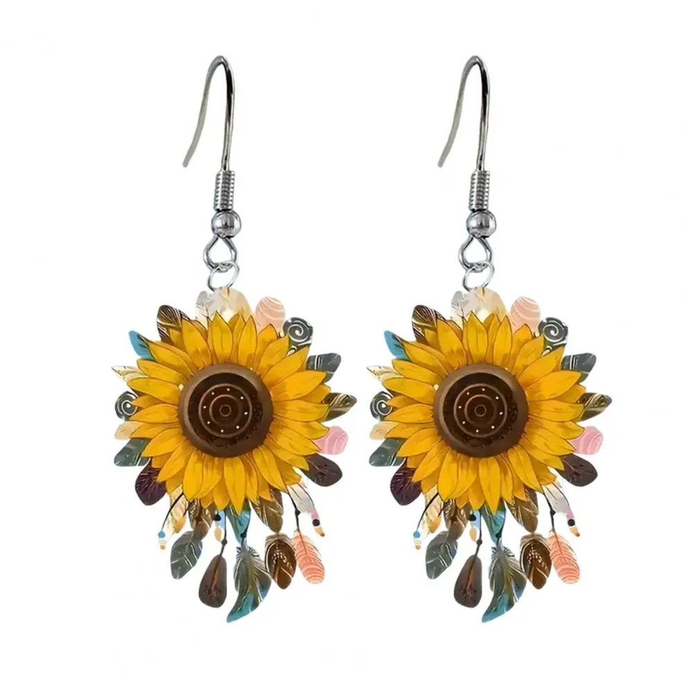 Drop Earrings for Women Personality Earrings Sunflower Shape Drop Earrings Lightweight Statement Jewelry Gift with Exquisite