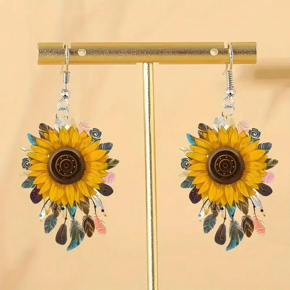 Drop Earrings for Women Personality Earrings Sunflower Shape Drop Earrings Lightweight Statement Jewelry Gift with Exquisite