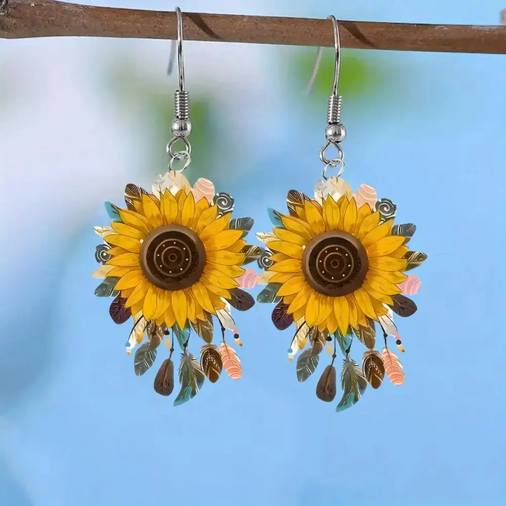 Drop Earrings for Women Personality Earrings Sunflower Shape Drop Earrings Lightweight Statement Jewelry Gift with Exquisite
