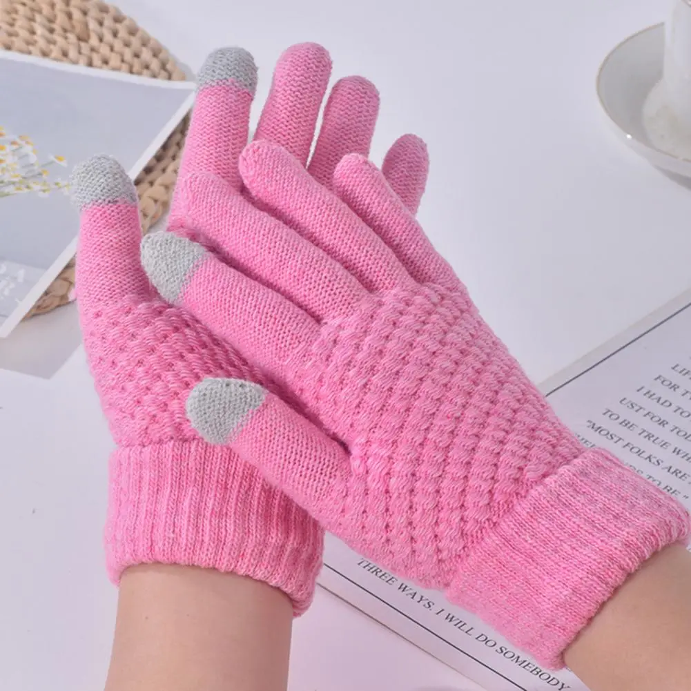 Non-slip Smartphone Gloves Touchscreen-friendly Handwear Women's Thermal Knit Fleece Lined Winter Gloves for Cold for Winter