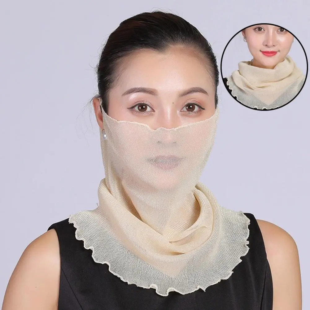 Sunscreen Scarf Elastic Ear Hook Scarf Women's Chiffon Neck Gaiter with Earloops for Uv Sun Protection Breathable for Outdoor