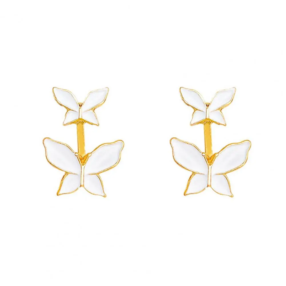 White Butterfly Earrings Alloy Butterfly Earrings Elegant White Butterfly Stud Earrings for Women Fashion Jewelry for Girls