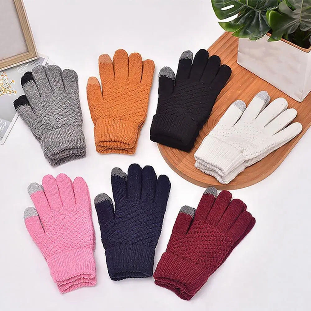 Non-slip Smartphone Gloves Touchscreen-friendly Handwear Women's Thermal Knit Fleece Lined Winter Gloves for Cold for Winter