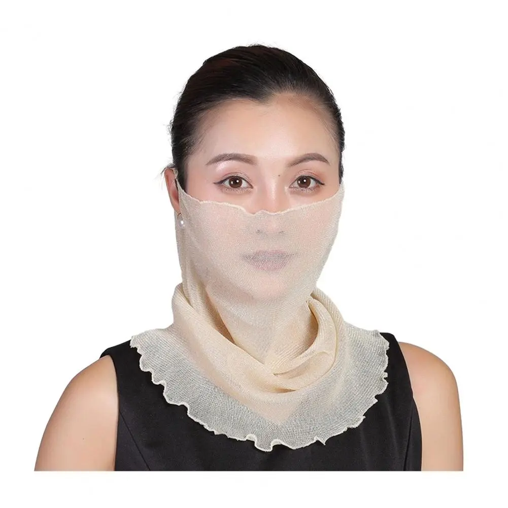 Sunscreen Scarf Elastic Ear Hook Scarf Women's Chiffon Neck Gaiter with Earloops for Uv Sun Protection Breathable for Outdoor