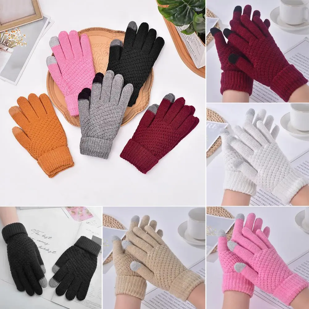 Non-slip Smartphone Gloves Touchscreen-friendly Handwear Women's Thermal Knit Fleece Lined Winter Gloves for Cold for Winter