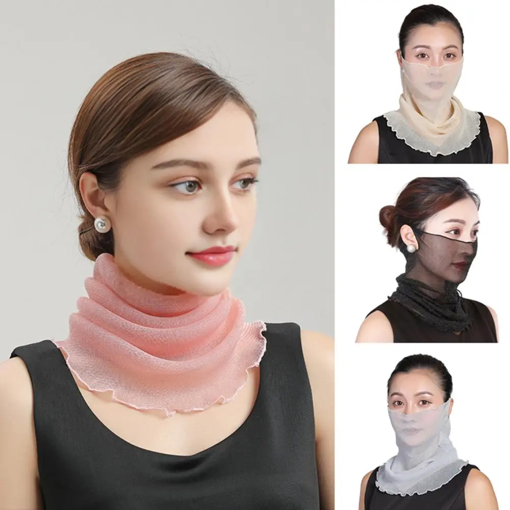 Sunscreen Scarf Elastic Ear Hook Scarf Women's Chiffon Neck Gaiter with Earloops for Uv Sun Protection Breathable for Outdoor
