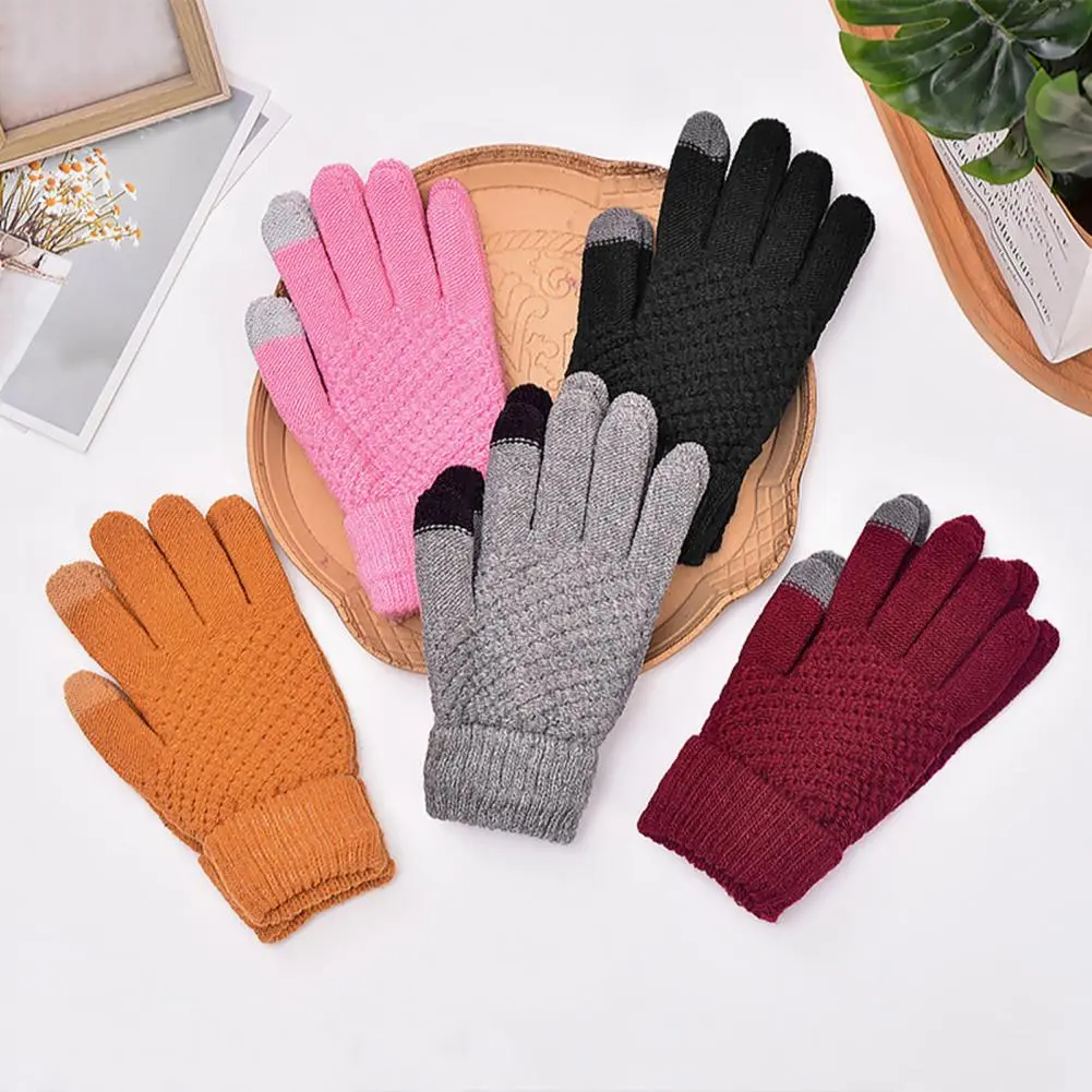 Non-slip Smartphone Gloves Touchscreen-friendly Handwear Women's Thermal Knit Fleece Lined Winter Gloves for Cold for Winter