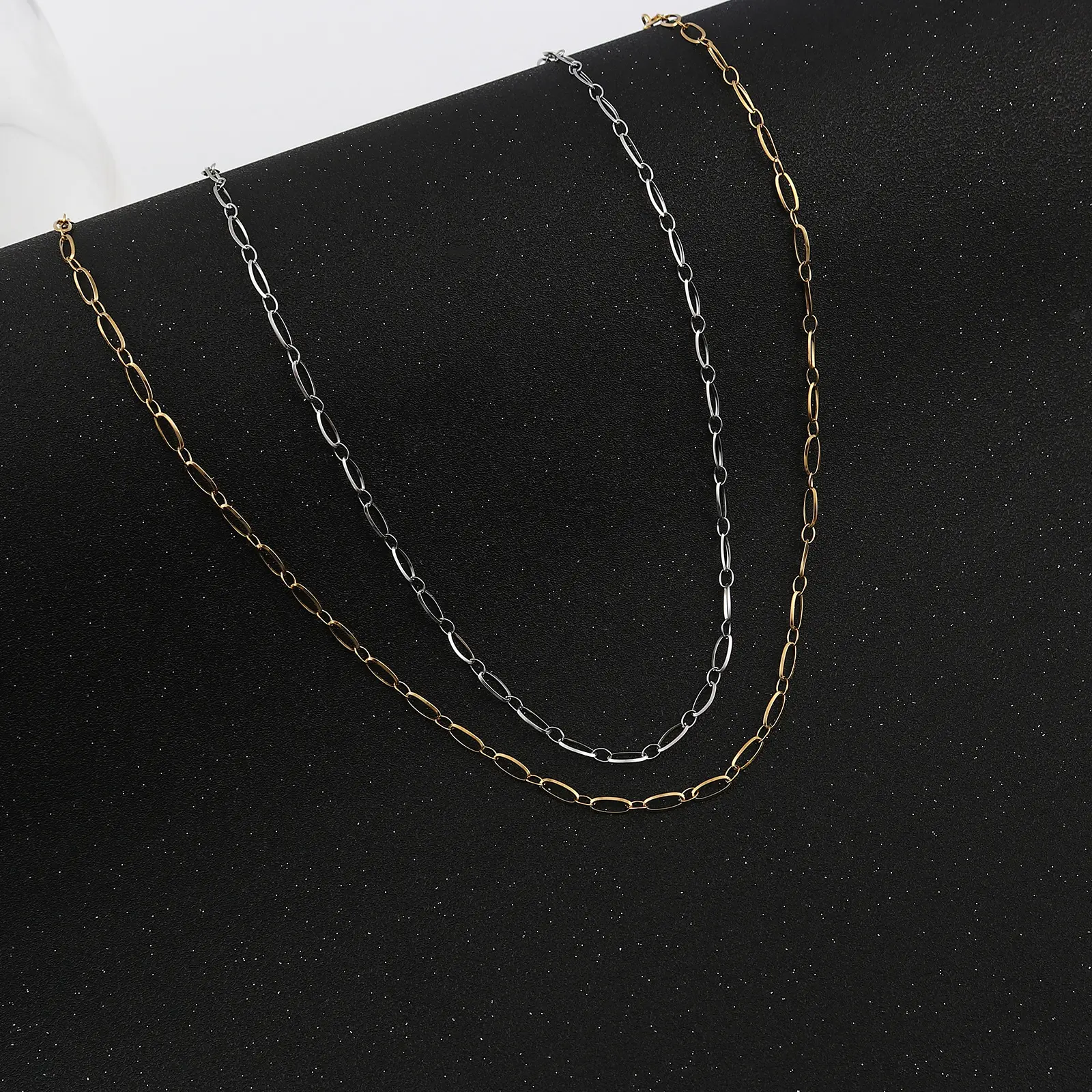 New Hot Sales Stainless Steel Gold Color Necklace Fashion Oval Chain Necklace For Women Classic Jewelry Gifts 50cm(19 5/8") long