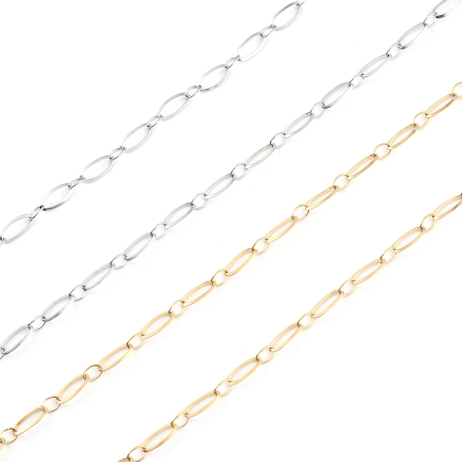 New Hot Sales Stainless Steel Gold Color Necklace Fashion Oval Chain Necklace For Women Classic Jewelry Gifts 50cm(19 5/8") long